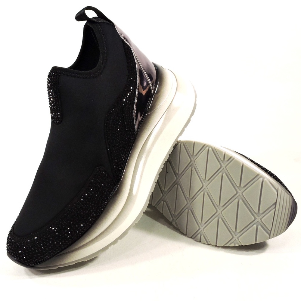 CAFENOIR 🇮🇹 WOMENS COMFORT BLACK STRETCH SNEAKERS - Picture 7 of 8